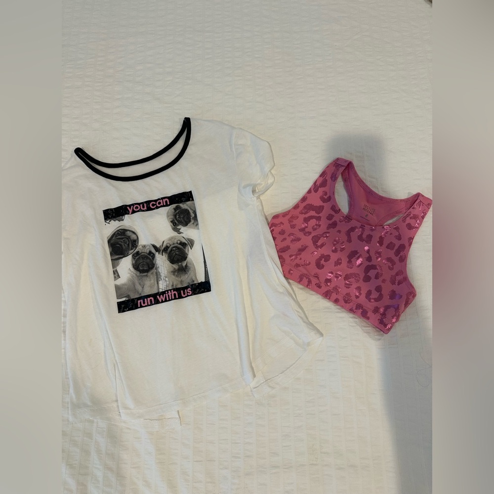 Justice athletic pug shirt and top set